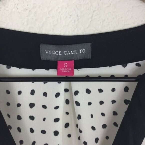 Vince Camuto White Black Polka Dot Sleeveless Blouse S - Picture 3 of 5